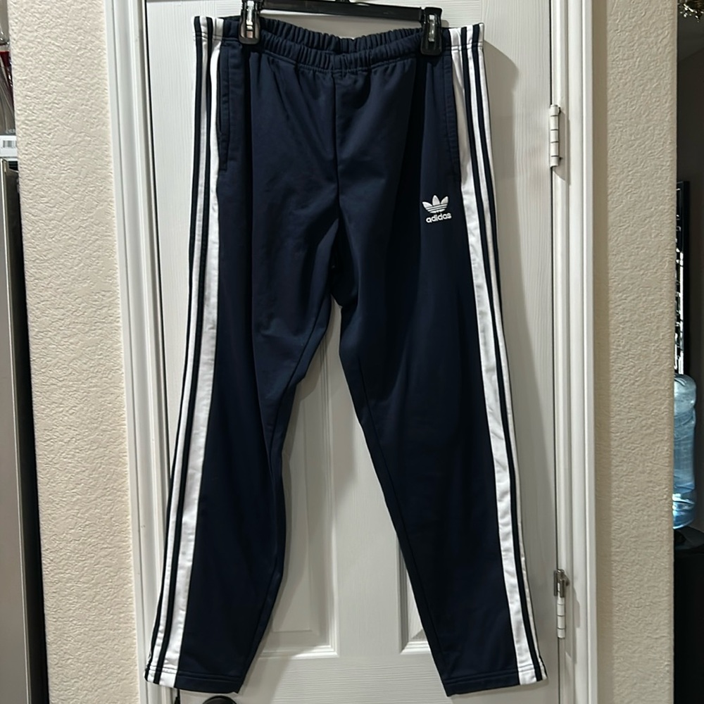 Adidas Originals Track Break Away snap tapered warm up zip pocket pant Navy Xl